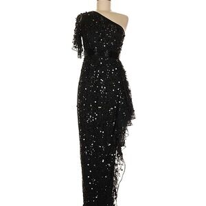 Mac Duggal Black Sequin One-Shoulder Gown